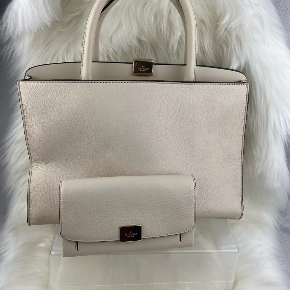 KATE SPADE SET LEATHER TERRACED PLACE SATCHEL BAG WITH WALLET